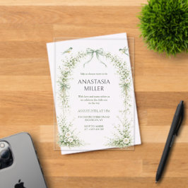 Sage Green Nesting Party Baby Shower アクリル招待状