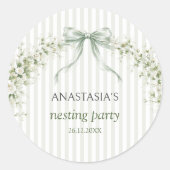 Sage Green Nesting Party Baby Shower ラウンドシール (正面)