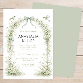 Sage Green Nesting Party Baby Shower 招待状