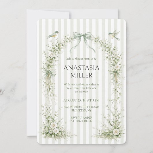 Sage Green Nesting Party Baby Shower 招待状 (正面)