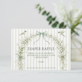 Sage Green Nesting Party Baby Shower Diaper Raffle エンクロージャーカード