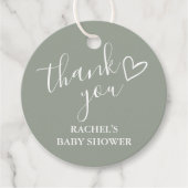 Sage Green Neutral Baby Showerスクリプトありがとう フェイバータグ (正面)