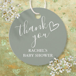 Sage Green Neutral Baby Showerスクリプトありがとう フェイバータグ