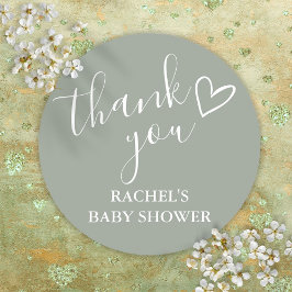 Sage Green Neutral Baby Showerスクリプトありがとう ラウンドシール