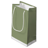 Sage Green Neutral Elegant Solid Plain Color スモールペーパーバッグ (裏面アングル)