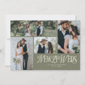 Sage Green Newlyweds写真数々のの結婚写真 案内状 (正面)