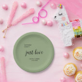 Sage Green Nothing Fancy Just Love Wedding   ペーパープレート (パーティー)