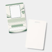 Sage Green Nurse ID Badge Template | Custom Photo バッジ (正面&裏面)