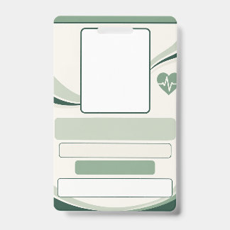 Sage Green Nurse ID Badge Template | Custom Photo バッジ