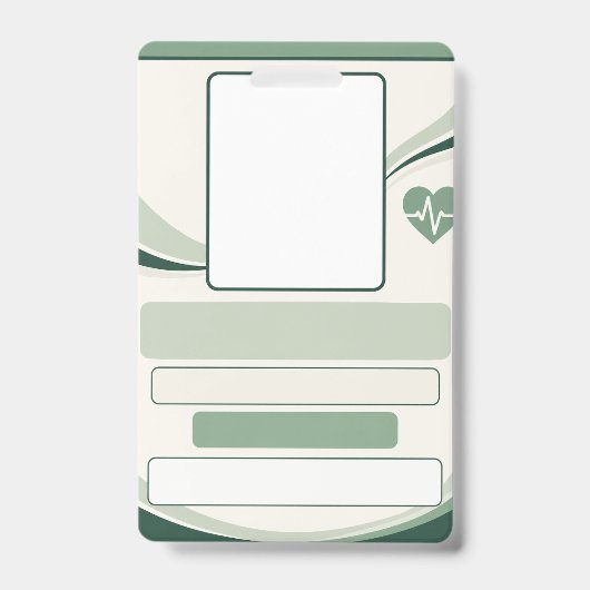 Sage Green Nurse ID Badge Template | Custom Photo バッジ (正面)
