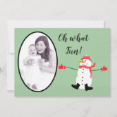 Sage Green Oh何おもしろいクリスマス雪だるま写真 シーズンカード (正面)