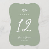 Sage Green Olive Branch Die Cut Table Number 招待状 (裏面)