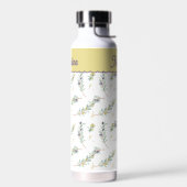 Sage Green Olive Branch Monogram Name ウォーターボトル (左面)