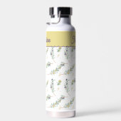 Sage Green Olive Branch Monogram Name ウォーターボトル (右面)
