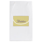 Sage Green Olive Branch Monogram Name スモールペーパーバッグ (裏面)