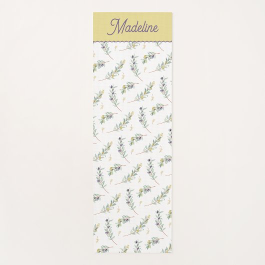 Sage Green Olive Branch Monogram Name ヨガマット (正面)
