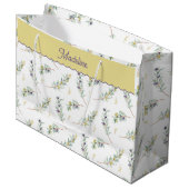 Sage Green Olive Branch Monogram Name ラージペーパーバッグ (正面アングル)