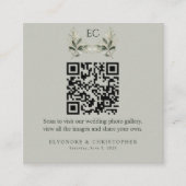 Sage Green Olive Branch Monogram Photos QR Code  エンクロージャーカード (正面)
