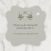 Sage Green Olive Branch Monogram Thank You Card フェイバータグ (裏面)