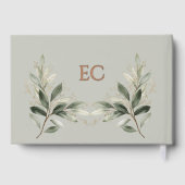 Sage Green Olive Branch Monogram Wedding ゲストブック (裏面)