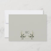 Sage Green Olive Branch Monogram Wedding 出欠カード (裏面)