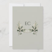 Sage Green Olive Branch Monogram Wedding 招待状 (裏面)