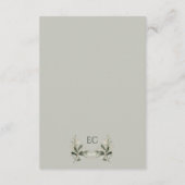 Sage Green Olive Branch Monogram Wedding Details  エンクロージャーカード (裏面)