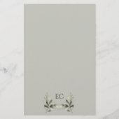 Sage Green Olive Branch Monogram Wedding Menu (裏面)