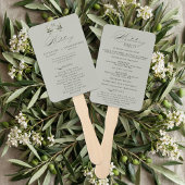 Sage Green Olive Branch Monogram Wedding Program ハンドファン