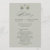 Sage Green Olive Branch Monogram Wedding Program  プログラム (正面)