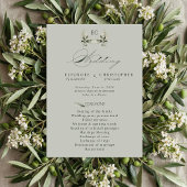 Sage Green Olive Branch Monogram Wedding Program  プログラム