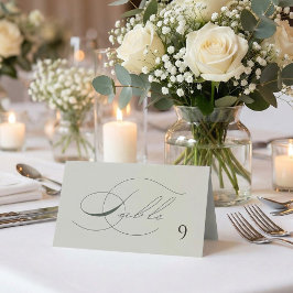 Sage Green Olive Branch Monogram Wedding Table  プレイスカード