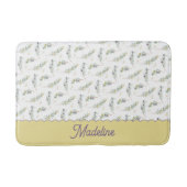 Sage Green Olive Branch Pattern Monogram バスマット (正面)