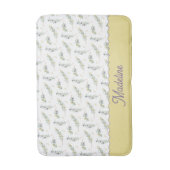 Sage Green Olive Branch Pattern Monogram バスマット (正面縦)