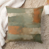 Sage Green Olive Orange Beige Abstract クッション (ブランケット)