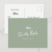 Sage Green Olive Wedding Song Request RSVP ポストカード (正面/裏面)