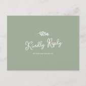 Sage Green Olive Wedding Song Request RSVP ポストカード (正面)