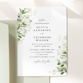Sage Green Organic Greenery Watercolor Wedding 招待状
