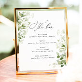 Sage Green Organic Greenery Wedding Bar Menu 台座サイン
