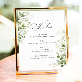 Sage Green Organic Greenery Wedding Bar Menu 台座サイン
