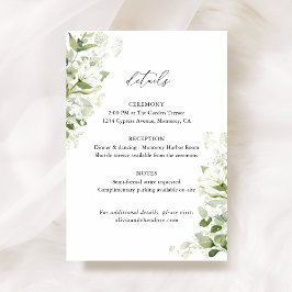 Sage Green Organic Greenery Wedding Details, Info エンクロージャーカード