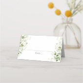 Sage Green Organic Greenery Wedding Place Card プレイスカード (正面)