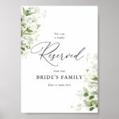 Sage Green Organic Greenery Wedding Reserved Sign ポスター (正面)