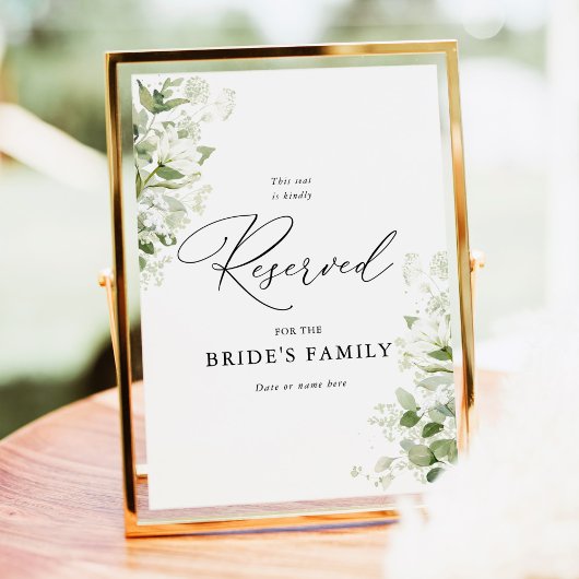 Sage Green Organic Greenery Wedding Reserved Sign ポスター