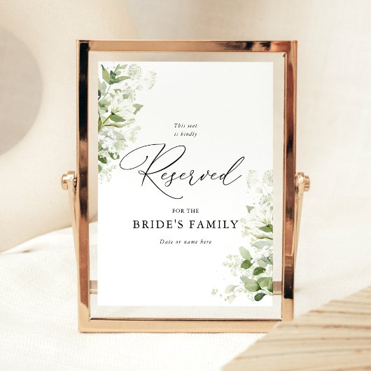 Sage Green Organic Greenery Wedding Reserved Sign ポスター