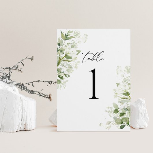Sage Green Organic Greenery Wedding Table Numbers