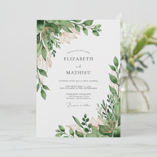 Sage Green Organic Nature Wedding 招待状 (スタンド正面)