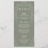 Sage Green Ornate Arch Botanical Wedding Dinner  メニュー (正面)