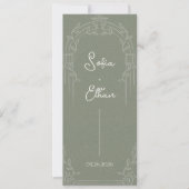 Sage Green Ornate Arch Botanical Wedding Program  招待状 (正面)
