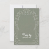 Sage Green Ornate Arch Botanical Wedding Reply By 出欠カード (正面)